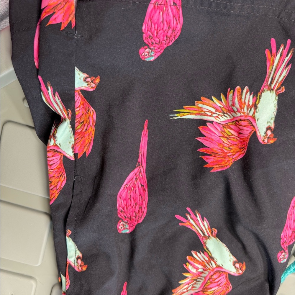 George Black Shorts with Vibrant Parrot Design